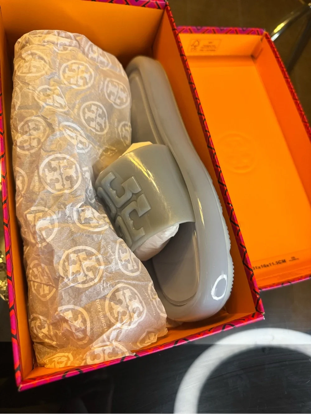 Tory Burch Women's Bubble Jelly SlidesIn Blue. Size  10